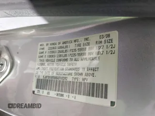 2008 Acura RDX Technology with VIN 5J8TB18598A016282, listed as a IAAI auction lot 42199332 with 183,100 mi miles and . Bid and sale history available at carsss.com. Image 9.