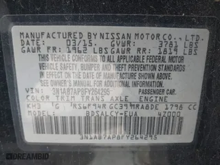 2015 Nissan Sentra SR with VIN 3N1AB7AP8FY264295, listed as a IAAI auction lot 41734824 with 147,388 mi miles. Bid and sale history available at carsss.com. Image 9.