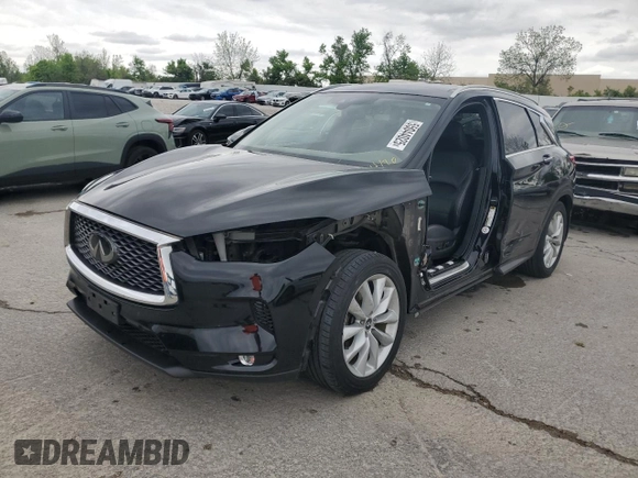 2019 Infiniti QX50 Essential with VIN 3PCAJ5M39KF104462, listed as a Copart auction lot 55044025 with 107,167 mi miles and Salvage title. Bid and sale history available at DreamBid. Image 1.