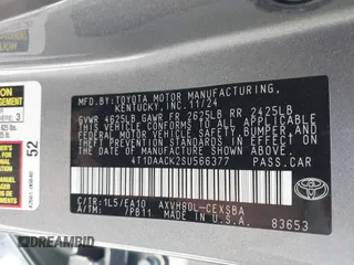 2025 Toyota Camry LE z VIN 4T1DAACK2SU566377, wystawiony jako IAAI lot #41818582 z przebiegiem 1 950 mil mil oraz . Historia ofert i sprzedaży dostępna na DreamBid. Obrazek 9.