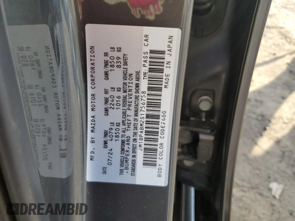 2025 Mazda 3 S Select Sport with VIN JM1BPABM2S1756758, listed as a Copart auction lot 48673115 with 4,146 mi miles and Salvage Title. Bid and sale history available at DreamBid. Image 14.