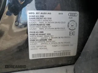 2019 Audi SQ5 Premium with VIN WA1A4AFY8K2002611, listed as a Copart auction lot 55747525 with 99,181 mi miles and Salvage title. Bid and sale history available at DreamBid. Image 14.