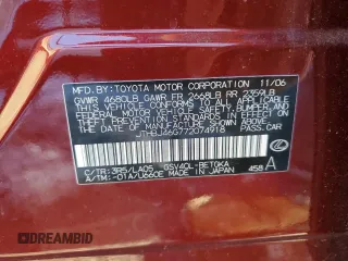 2007 Lexus ES 350 with VIN JTHBJ46G772074918, listed as a Copart auction lot 86136524 with Not Provided miles and Salvage Title. Bid and sale history available at carsss.com. Image 12.