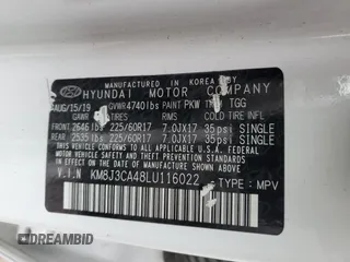 2020 Hyundai Tucson Value с VIN KM8J3CA48LU116022, выставлен на аукционе Copart как лот 59054915 с пробегом 56 298 миль миль и Списание • Salvage title. История ставок и продаж доступна на DreamBid. Изображение 13.