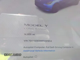 2024 Tesla Model Y с VIN 7SAYGDED9RF091854, выставлен на аукционе IAAI как лот 42382483 с пробегом 14 805 миль миль и . История ставок и продаж доступна на DreamBid. Изображение 7.