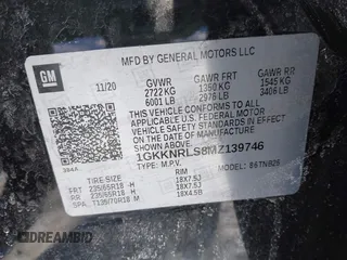 2021 GMC Acadia SLE with VIN 1GKKNRLS8MZ139746, listed as a IAAI auction lot 41623191 with 76,659 mi miles. Bid and sale history available at carsss.com. Image 9.