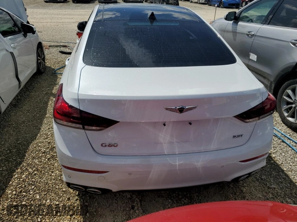 2019 Genesis G80 3.3T Sport with VIN KMTFN4JB4KU326352, listed as a Copart auction lot 74028734 with 0 mi miles and Salvage Title. Bid and sale history available at carsss.com. Image 6.