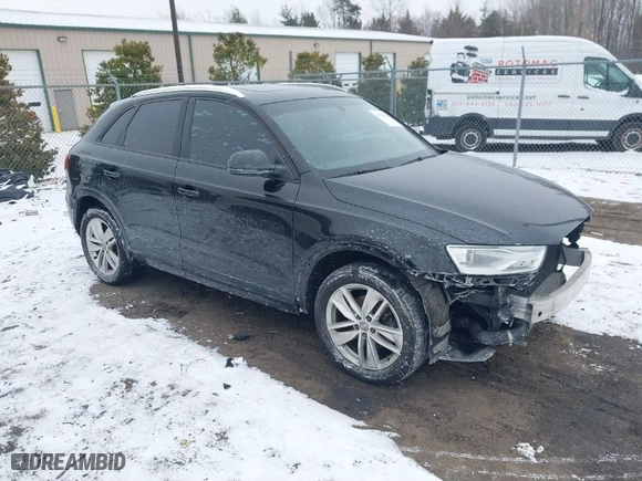 2017 Audi Q3 Premium with VIN WA1BCCFSXHR012345, listed as a IAAI auction lot 41589844 with 125,044 mi miles. Bid and sale history available at carsss.com. Image 1.