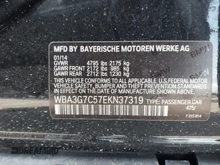 2014 BMW 3 Series 328i xDrive with VIN WBA3G7C57EKN37319, listed as a IAAI auction lot 41699235 with 93,671 mi miles and . Bid and sale history available at carsss.com. Image 9.