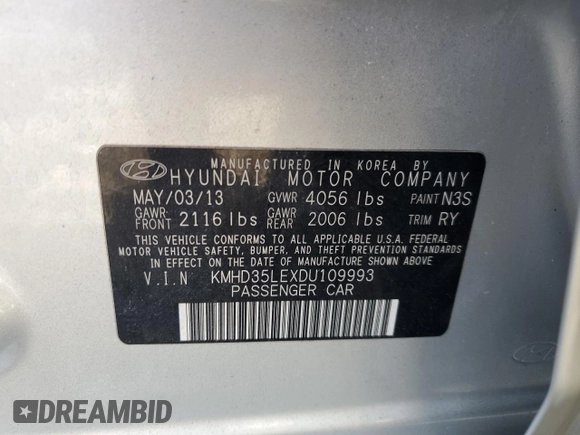 2013 Hyundai Elantra GT with VIN KMHD35LEXDU109993, listed as a Copart auction lot 72182534 with 79,647 mi miles and Salvage Title. Bid and sale history available at carsss.com. Image 12.