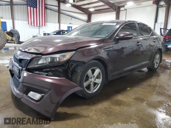 2015 Kia Optima LX with VIN 5XXGM4A7XFG466595, listed as a Copart auction lot 59190135 with 102,847 mi miles and Salvage title. Bid and sale history available at DreamBid. Image 1.
