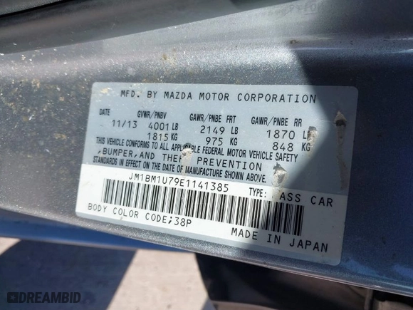 2014 Mazda Mazda3 i Sport with VIN JM1BM1U79E1141385, listed as a IAAI auction lot 41327939 with 132,975 mi miles. Bid and sale history available at carsss.com. Image 9.