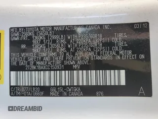 2012 Lexus RX 350 with VIN 2T2BK1BAXCC150931, listed as a Copart auction lot 58737585 with 90,461 mi miles and Salvage title. Bid and sale history available at DreamBid. Image 13.