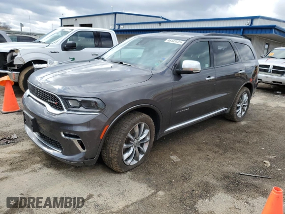 2021 Dodge Durango Citadel with VIN 1C4SDJET5MC788672, listed as a Copart auction lot 46443125 with 81,257 mi miles and Salvage title. Bid and sale history available at DreamBid. Image 1.