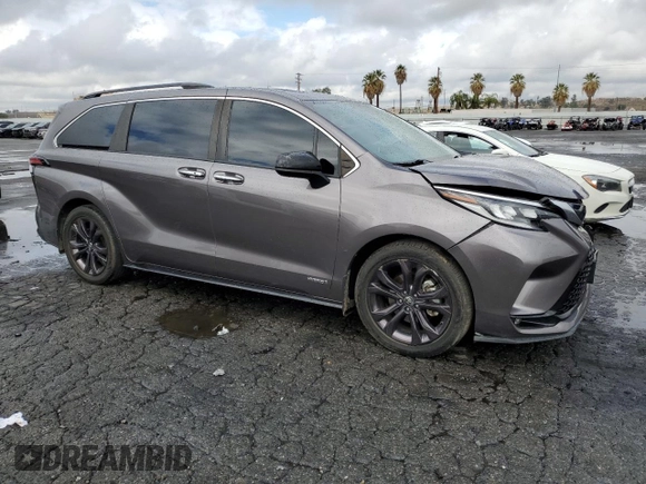 2021 Toyota Sienna XSE with VIN 5TDXRKEC6MS025572, listed as a Copart auction lot 44276735 with 87,398 mi miles and Salvage Title. Bid and sale history available at DreamBid. Image 4.