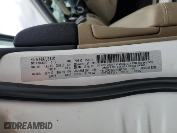 2016 Jeep Grand Cherokee Limited 75th Anniversary with VIN 1C4RJFBG3GC311867, listed as a Copart auction lot 50824975 with 141,125 mi miles and Salvage Title. Bid and sale history available at DreamBid. Image 15.