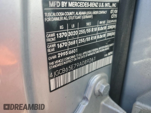 2009 Mercedes-Benz R 3.5L with VIN 4JGCB65E79A089261, listed as a Copart auction lot 72660914 with 211,892 mi miles and Clean Title. Bid and sale history available at DreamBid. Image 13.