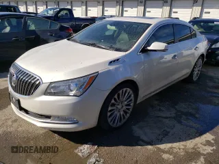 2014 Buick LaCrosse Premium II with VIN 1G4GF5G38EF161268, listed as a Copart auction lot 89171495 with 114,502 mi miles and Salvage title. Bid and sale history available at DreamBid. Image 1.