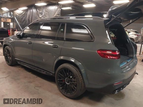 2025 Mercedes-Benz GLS 63 AMG with VIN 4JGFF8KE2SB318849, listed as a IAAI auction lot 41427082 with 442 mi miles and . Bid and sale history available at DreamBid. Image 3.
