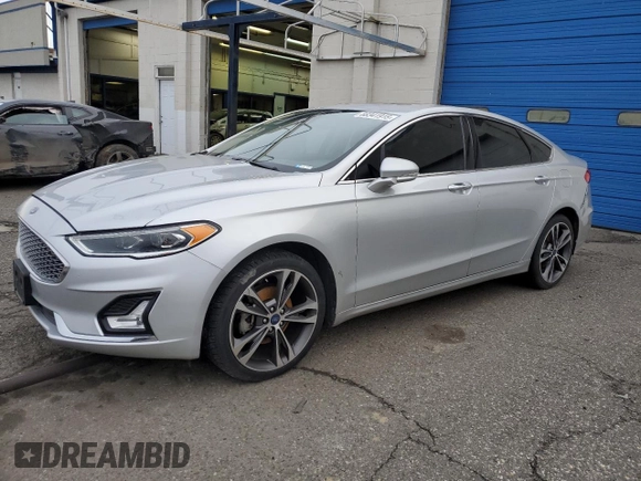 2019 Ford Fusion Titanium with VIN 3FA6P0D90KR187859, listed as a Copart auction lot 88341915 with 93,518 mi miles and Salvage Title. Bid and sale history available at carsss.com. Image 1.