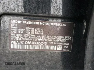 2018 BMW 5 Series 530e xDrive with VIN WBAJB1C56JB085246, listed as a Copart auction lot 43866375 with Not Provided miles and Salvage Title. Bid and sale history available at DreamBid. Image 12.