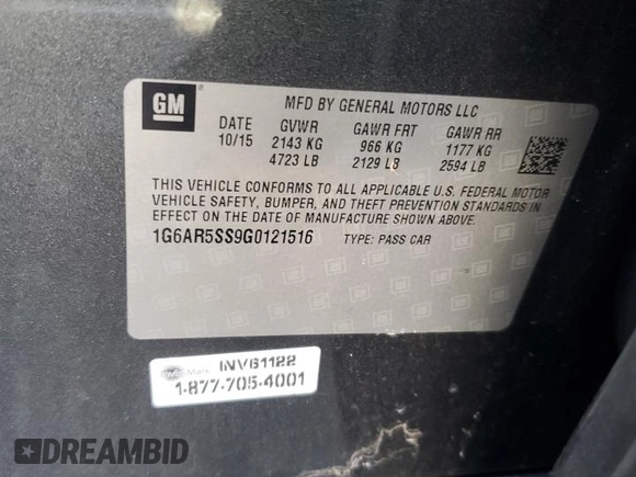 2016 Cadillac CTS Luxury Collection RWD z VIN 1G6AR5SS9G0121516, wystawiony jako Copart lot #73393774 z przebiegiem Nie podano mil oraz Szkoda całkowita • Salvage title. Historia ofert i sprzedaży dostępna na DreamBid. Obrazek 12.