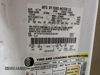 2010 Ford F-150 XL with VIN 1FTFW1EV9AKE32191, listed as a Copart auction lot 56779905 with 193,437 mi miles and Clean title. Bid and sale history available at DreamBid. Image 12.
