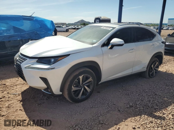2021 Lexus NX 300h with VIN JTJGJRDZ6M5013303, listed as a Copart auction lot 58749335 with 25,676 mi miles and Salvage title. Bid and sale history available at DreamBid. Image 1.