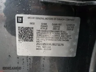 2018 Chevrolet Impala Premier with VIN 2G1125S36J9171175, listed as a Copart auction lot 89202285 with 165,532 mi miles and Salvage Title. Bid and sale history available at carsss.com. Image 14.