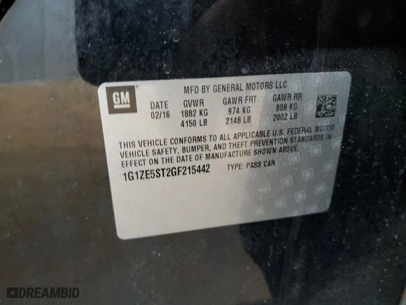 2016 Chevrolet Malibu LT with VIN 1G1ZE5ST2GF215442, listed as a Copart auction lot 50032945 with 96,113 mi miles and Clean Title. Bid and sale history available at carsss.com. Image 12.