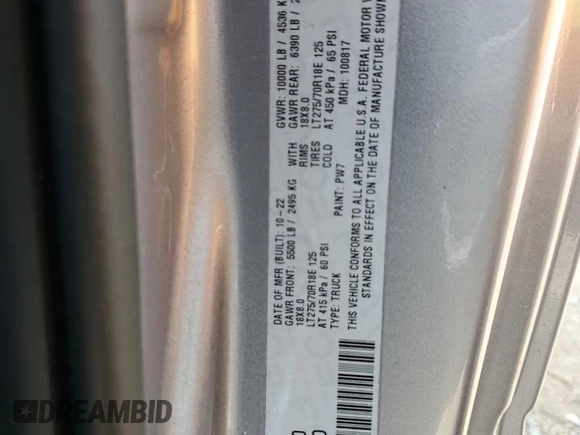 2022 Ram 2500 Tradesman with VIN 3C6MR5AJ6NG418830, listed as a Copart auction lot 55725515 with 27,887 mi miles and Salvage title. Bid and sale history available at DreamBid. Image 12.