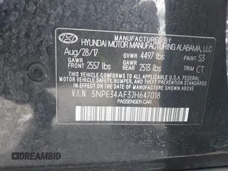 2018 Hyundai Sonata SEL with VIN 5NPE34AF3JH647018, listed as a IAAI auction lot 41687419 with 97,561 mi miles and . Bid and sale history available at DreamBid. Image 9.