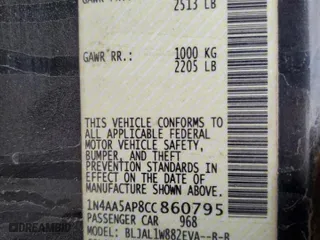 2012 Nissan Maxima 3.5 SV with VIN 1N4AA5AP8CC860795, listed as a Copart auction lot 45210545 with 176,581 mi miles and Salvage Title. Bid and sale history available at carsss.com. Image 14.