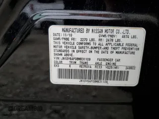 2011 Infiniti G25 Sedan Journey with VIN JN1DV6AP0BM831109, listed as a Copart auction lot 41484844 with 146,360 mi miles and Salvage Title. Bid and sale history available at carsss.com. Image 12.