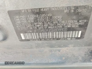 2011 Subaru Impreza Outback Special Sports с VIN JF1GH6D6XBH809900, выставлен на аукционе IAAI как лот 42091429 с пробегом 157 993 миль миль и . История ставок и продаж доступна на DreamBid. Изображение 9.