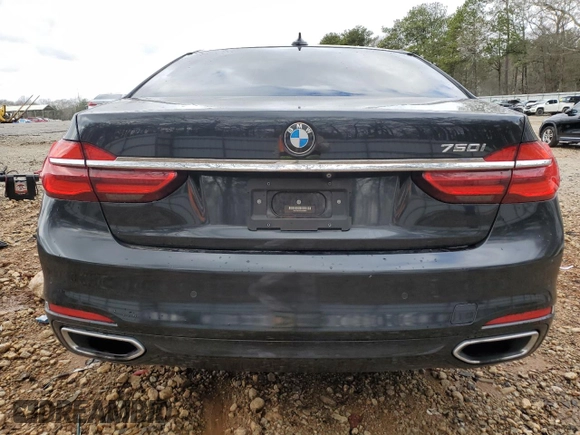2016 BMW 7 Series 750i with VIN WBA7F0C55GGM20825, listed as a Copart auction lot 47743955 with 0 mi miles and Salvage Title. Bid and sale history available at carsss.com. Image 6.