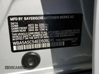 2014 BMW 5 Series 528i with VIN WBA5A5C54ED509285, listed as a Copart auction lot 52080765 with 104,802 mi miles and Salvage Title. Bid and sale history available at carsss.com. Image 12.