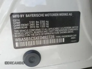2014 BMW 5 Series 535i z VIN WBA5B1C5XED482728, wystawiony jako Copart lot #56638715 z przebiegiem 140 566 mil mil oraz Szkoda całkowita • Salvage title. Historia ofert i sprzedaży dostępna na DreamBid. Obrazek 12.