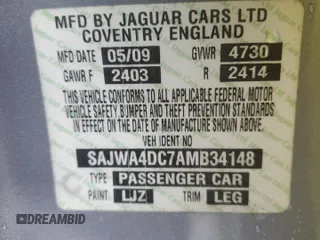 2010 Jaguar XK with VIN SAJWA4DC7AMB34148, listed as a Copart auction lot 74837624 with 0 mi miles and Salvage Title. Bid and sale history available at carsss.com. Image 12.