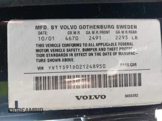 2002 Volvo S80 с VIN YV1TS91D021248950, выставлен на аукционе IAAI как лот 42416721 с пробегом 216 210 миль миль и . История ставок и продаж доступна на DreamBid. Изображение 9.