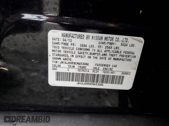 2012 Infiniti EX Journey с VIN JN1AJ0HR9CM453084, выставлен на аукционе Copart как лот 44018015 с пробегом 99 136 миль миль и Списание • Salvage title. История ставок и продаж доступна на DreamBid. Изображение 15.