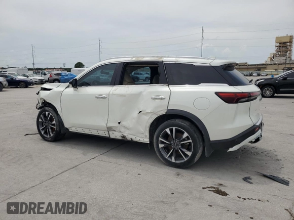 2023 Infiniti QX60 Luxe z VIN 5N1DL1FR4PC353091, wystawiony jako Copart lot #64525105 z przebiegiem Nie podano mil oraz Szkoda całkowita • Salvage title. Historia ofert i sprzedaży dostępna na DreamBid. Obrazek 2.