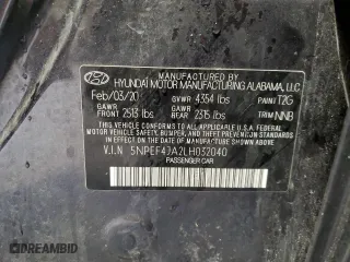2020 Hyundai Sonata SEL with VIN 5NPEF4JA2LH032040, listed as a Copart auction lot 46369295 with 164,861 mi miles and Salvage Title. Bid and sale history available at carsss.com. Image 13.