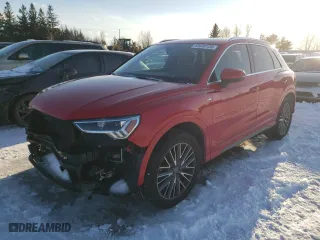 2020 Audi Q3 S line Premium Plus with VIN WA1EECF36L1063302, listed as a Copart auction lot 43648125 with 52,318 mi miles and Salvage Title. Bid and sale history available at carsss.com. Image 1.
