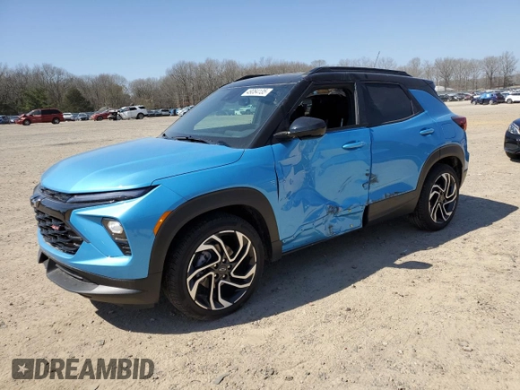 2025 Chevrolet TrailBlazer RS with VIN KL79MTSL7SB047633, listed as a Copart auction lot 49084135 with 446 mi miles and Salvage Title. Bid and sale history available at carsss.com. Image 1.
