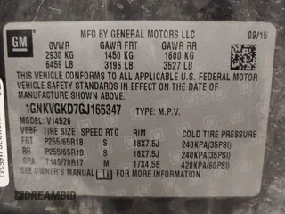 2016 Chevrolet Traverse LT with VIN 1GNKVGKD7GJ165347, listed as a IAAI auction lot 42392832 with 220,000 mi miles and . Bid and sale history available at DreamBid. Image 9.