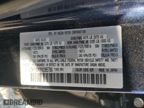 2021 Mazda CX-5 Grand Touring with VIN JM3KFADM7M0385788, listed as a Copart auction lot 88065255 with 27,787 mi miles and Salvage Title. Bid and sale history available at carsss.com. Image 14.