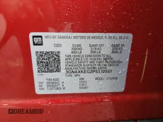 2023 Chevrolet Equinox LT with VIN 3GNAXKEG2PS172557, listed as a Copart auction lot 55362735 with 74,970 mi miles and Salvage title. Bid and sale history available at DreamBid. Image 13.