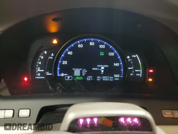 2012 Lexus LS with VIN JTHDU1EF3C5015073, listed as a Copart auction lot 76072614 with 94,363 mi miles and Salvage title. Bid and sale history available at DreamBid. Image 9.