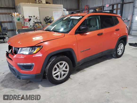 2017 Jeep Compass Sport with VIN 3C4NJCAB8HT643442, listed as a Copart auction lot 87031414 with 102,463 mi miles and Salvage Title. Bid and sale history available at carsss.com. Image 1.
